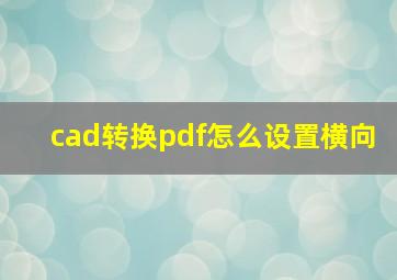 cad转换pdf怎么设置横向