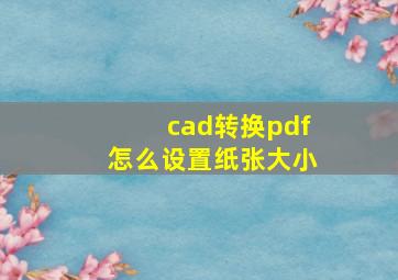 cad转换pdf怎么设置纸张大小