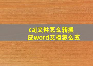 caj文件怎么转换成word文档怎么改