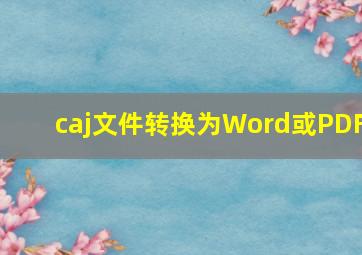 caj文件转换为Word或PDF