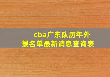 cba广东队历年外援名单最新消息查询表