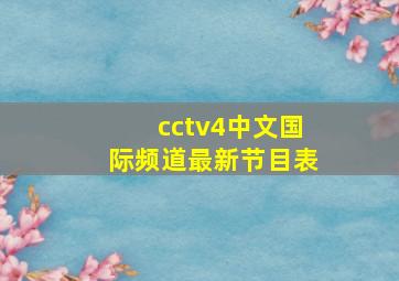 cctv4中文国际频道最新节目表