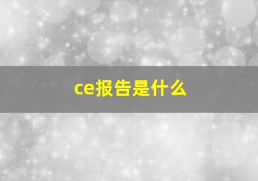 ce报告是什么