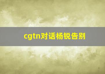 cgtn对话杨锐告别