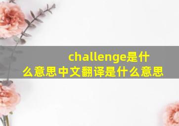 challenge是什么意思中文翻译是什么意思