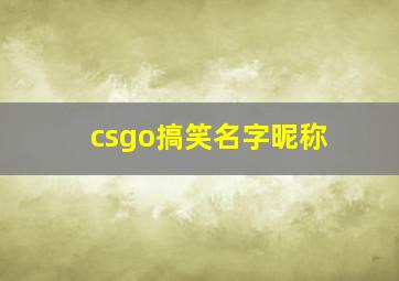 csgo搞笑名字昵称