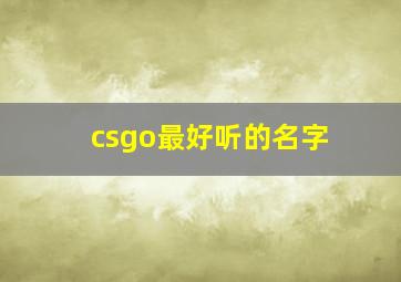 csgo最好听的名字