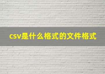 csv是什么格式的文件格式