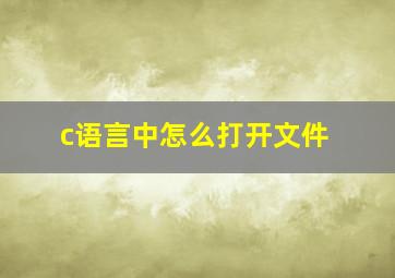 c语言中怎么打开文件