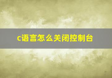 c语言怎么关闭控制台