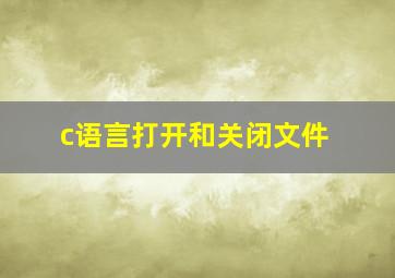 c语言打开和关闭文件