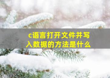 c语言打开文件并写入数据的方法是什么