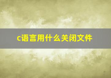 c语言用什么关闭文件