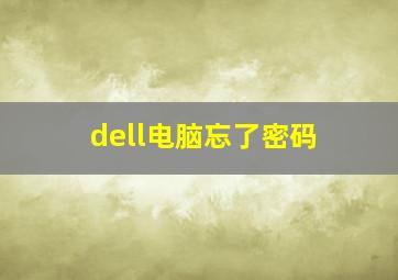 dell电脑忘了密码