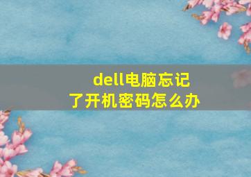 dell电脑忘记了开机密码怎么办