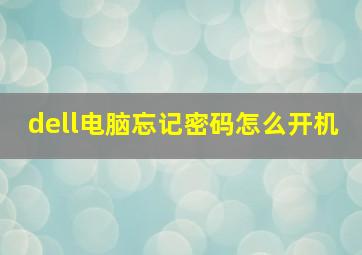 dell电脑忘记密码怎么开机