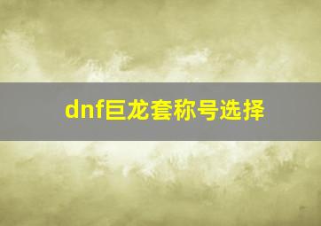 dnf巨龙套称号选择