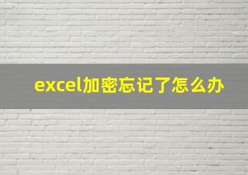 excel加密忘记了怎么办