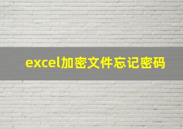 excel加密文件忘记密码