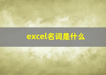 excel名词是什么