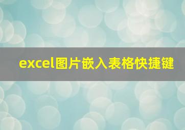 excel图片嵌入表格快捷键