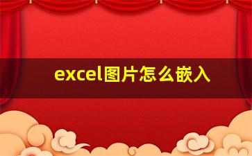 excel图片怎么嵌入