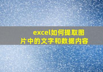 excel如何提取图片中的文字和数据内容