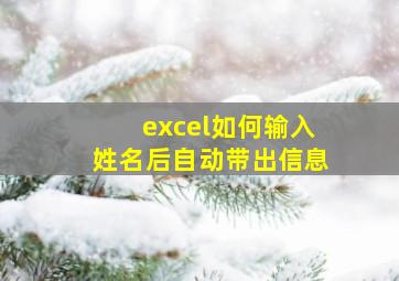 excel如何输入姓名后自动带出信息