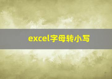 excel字母转小写