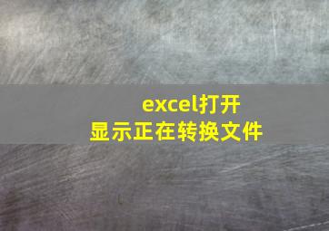 excel打开显示正在转换文件