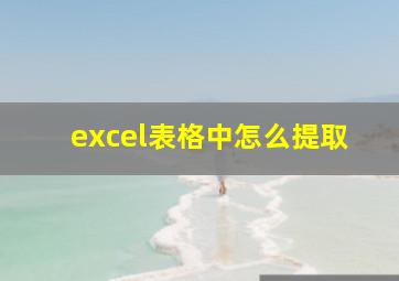 excel表格中怎么提取