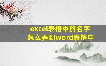 excel表格中的名字怎么弄到word表格中