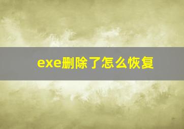 exe删除了怎么恢复