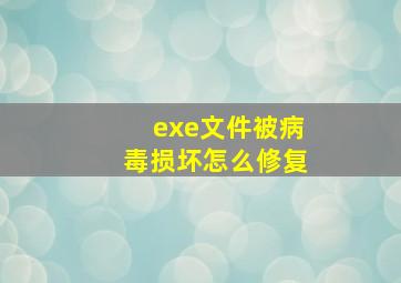 exe文件被病毒损坏怎么修复