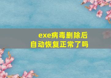 exe病毒删除后自动恢复正常了吗