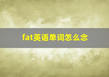 fat英语单词怎么念