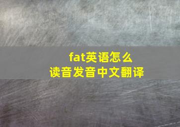 fat英语怎么读音发音中文翻译