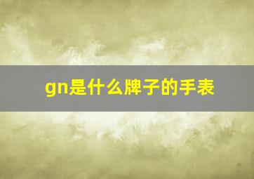 gn是什么牌子的手表