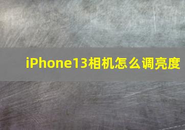 iPhone13相机怎么调亮度