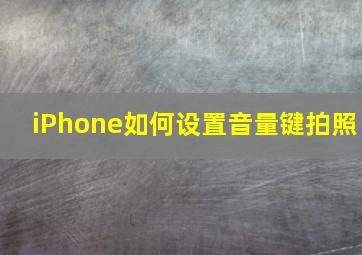 iPhone如何设置音量键拍照