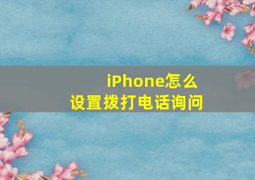 iPhone怎么设置拨打电话询问