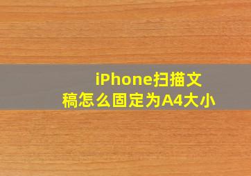 iPhone扫描文稿怎么固定为A4大小