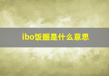 ibo饭圈是什么意思