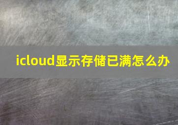 icloud显示存储已满怎么办