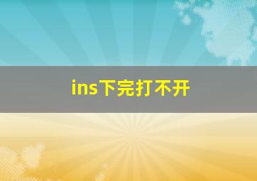 ins下完打不开