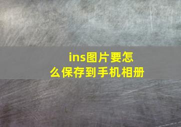 ins图片要怎么保存到手机相册