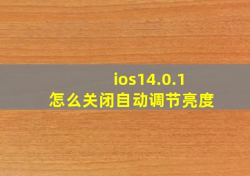 ios14.0.1怎么关闭自动调节亮度