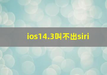 ios14.3叫不出siri