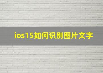 ios15如何识别图片文字