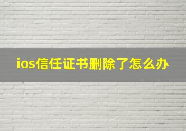 ios信任证书删除了怎么办